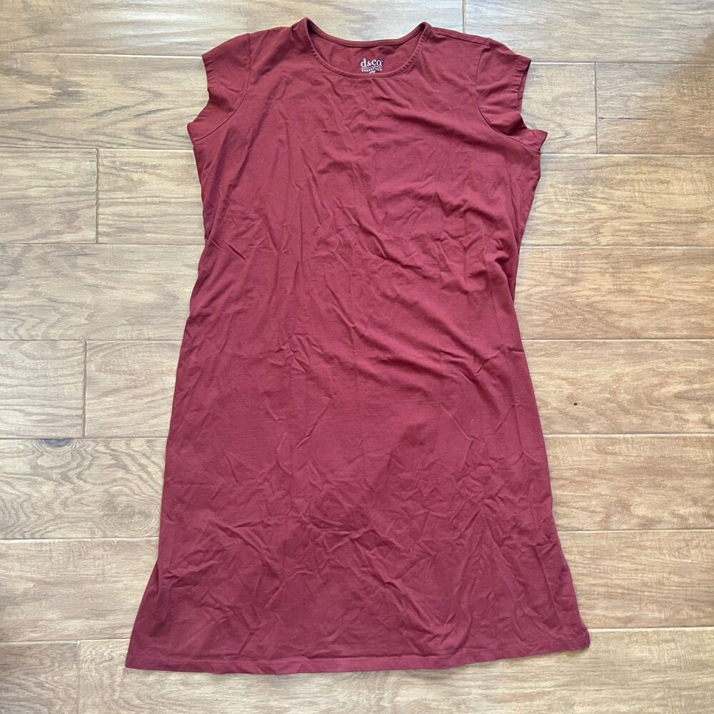Denim & Co Essentials Perfect Jersey Midi Dress Size XLP Petite Red Side Slit